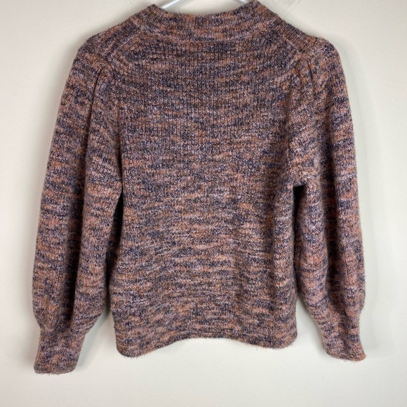 Madewell Women's Eaton Space Dye Puff Sleeve Pullover Sweater Top M Pink Purple - Picture 3 of 8